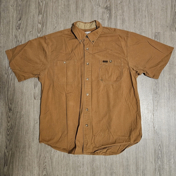 Carhartt Other - Carhartt Tan Short Sleeve Button Down Shirt Men's Size Large